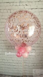 Pink personalised balloon with confetti